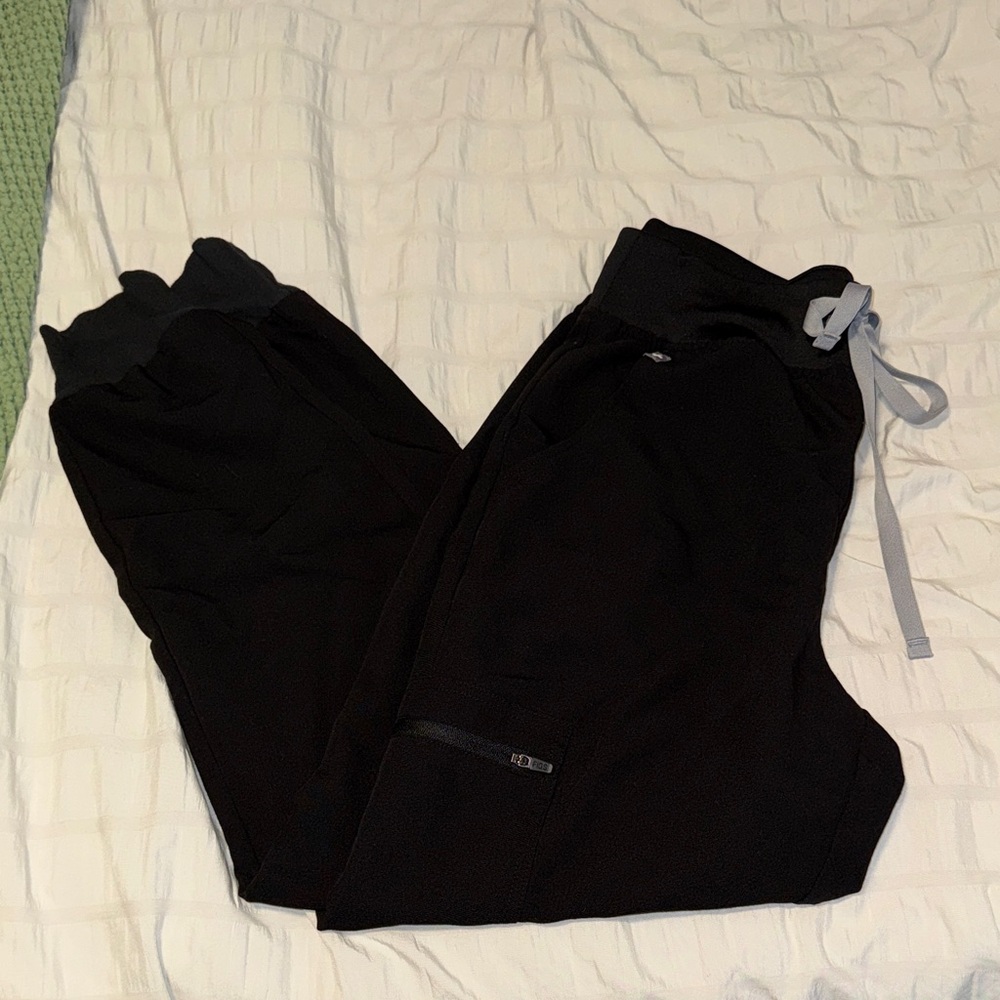 Figs Black Jogger Pants with Gray Accents